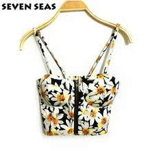 Милый цветок ромашка Floral Crop Топы корректирующие укороченные короткие бюстье камзол Femme ночной клуб Strappy Bralette Топ(с площадки