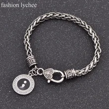 Модные lychee Semicolon ювелирные изделия самоубийцы кристаллами браслет для мужчин женщин серебряный цвет модные ювелирные изделия