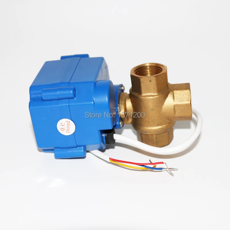 New 1//2/" 3 Way T Port Brass Motorized Ball Valve,DC5V//12V Electrical Ball Valve