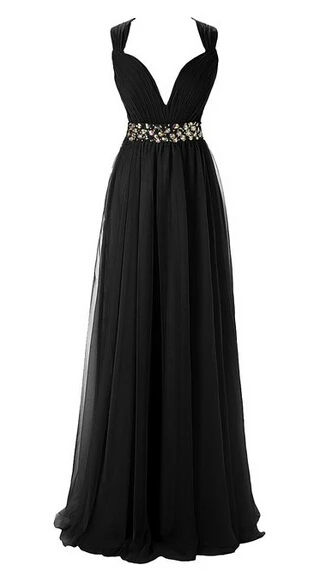 2016 New design Sleeveless crystal Floor length Rushed Draped Chiffon A Line Prom Gown font b