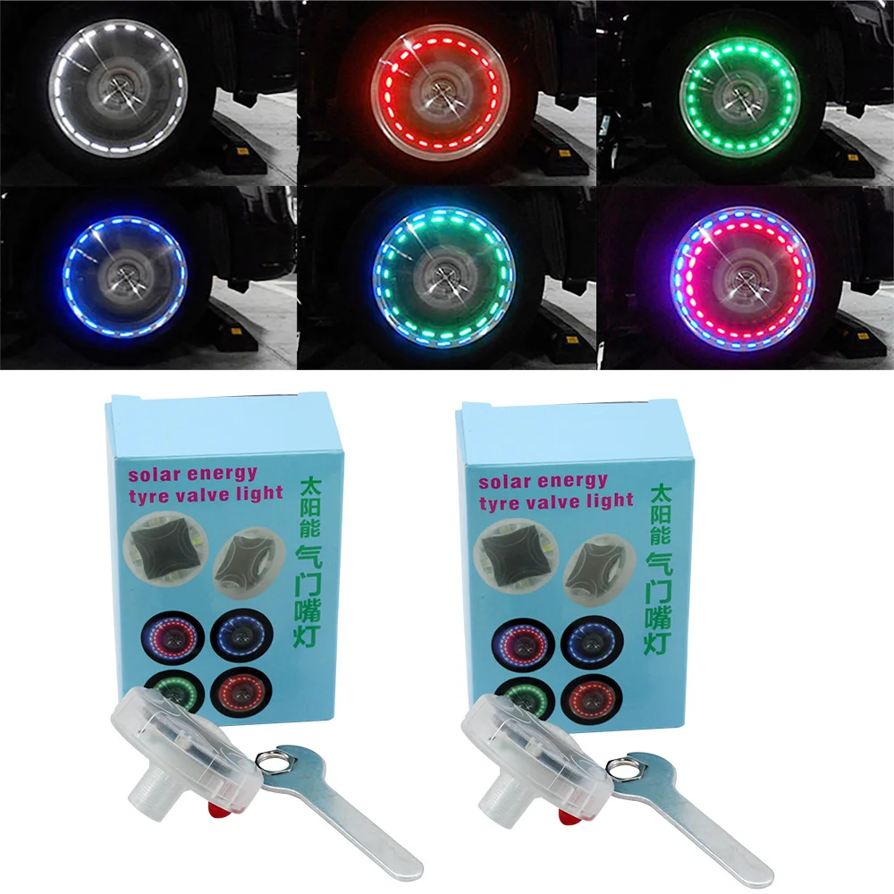 

2pcs Decor Lamp Valves Auto Accessory Car Motocycle Wheel Light Air Caps Car-styling Tire Valve Caps Solar Energy LED Light