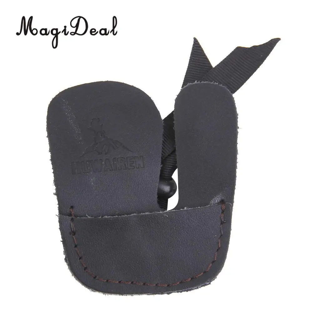 MagiDeal Durable Soft Cow Leather Protection Finger Tab Shooting Archery Glove Supplies for Bow Hunting Outdoor Finger Protector