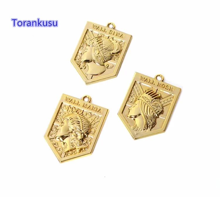 Cena Atak tytanów odznaka broń brelok zestaw zabawka stopy cynku złoty Pendan breloczek Shingeki No Kyojin figurki zabawki Model