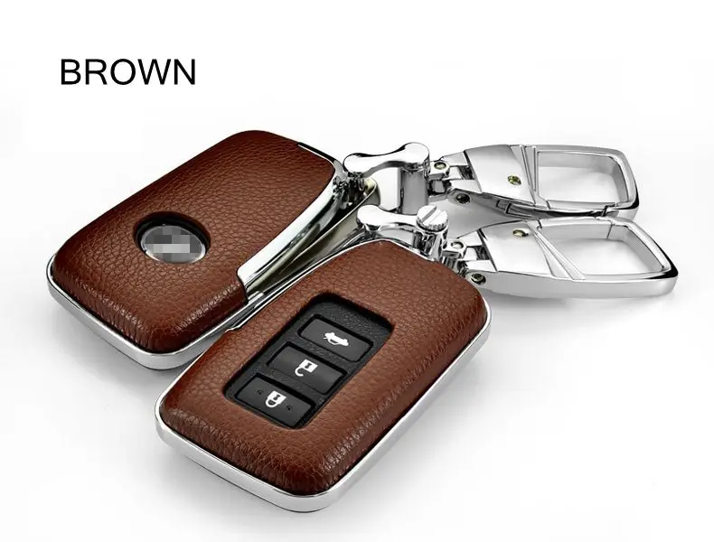 Верхний слой кожаный автомобильный чехол для дистанционного ключа, чехол для автомобиля, Стильный чехол, держатель для ключа для Lexus New RX/GS ES IS NS NX - Название цвета: BROWN SET