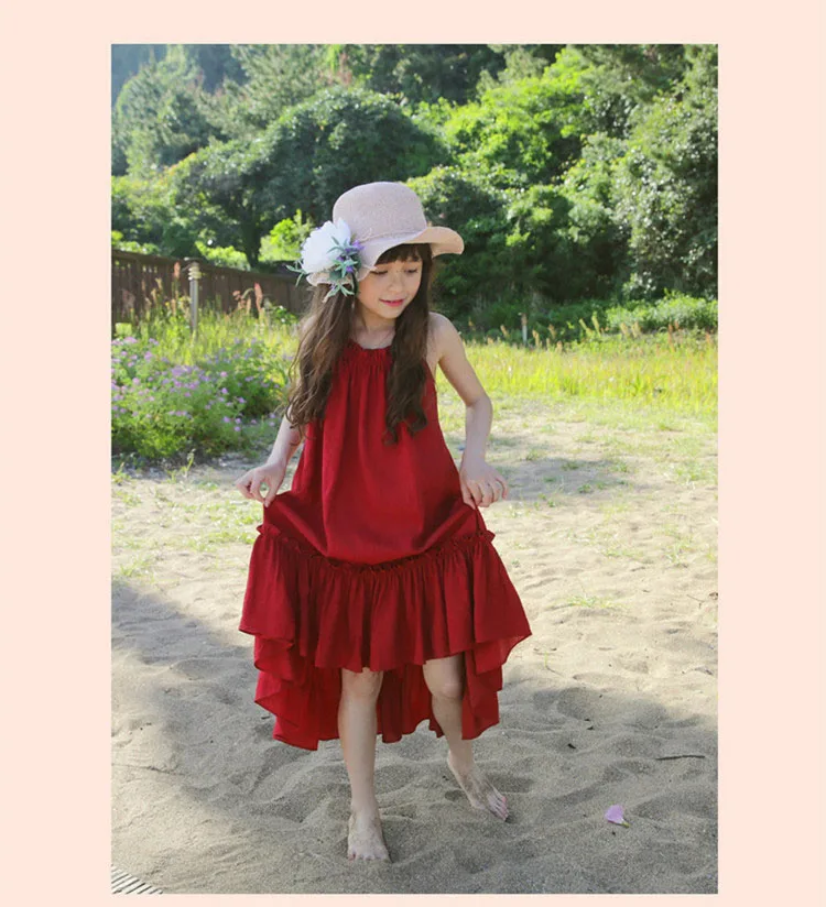 chiffon ruffles girls dress summer 2017 bohemian irregular maxi long red brand princess dress little teenagers girls clothes 4 5 6 7 8 9 10 11 12 13 14  years old little big teenage girls princess dress kids 2017 new girls dresses  (8)
