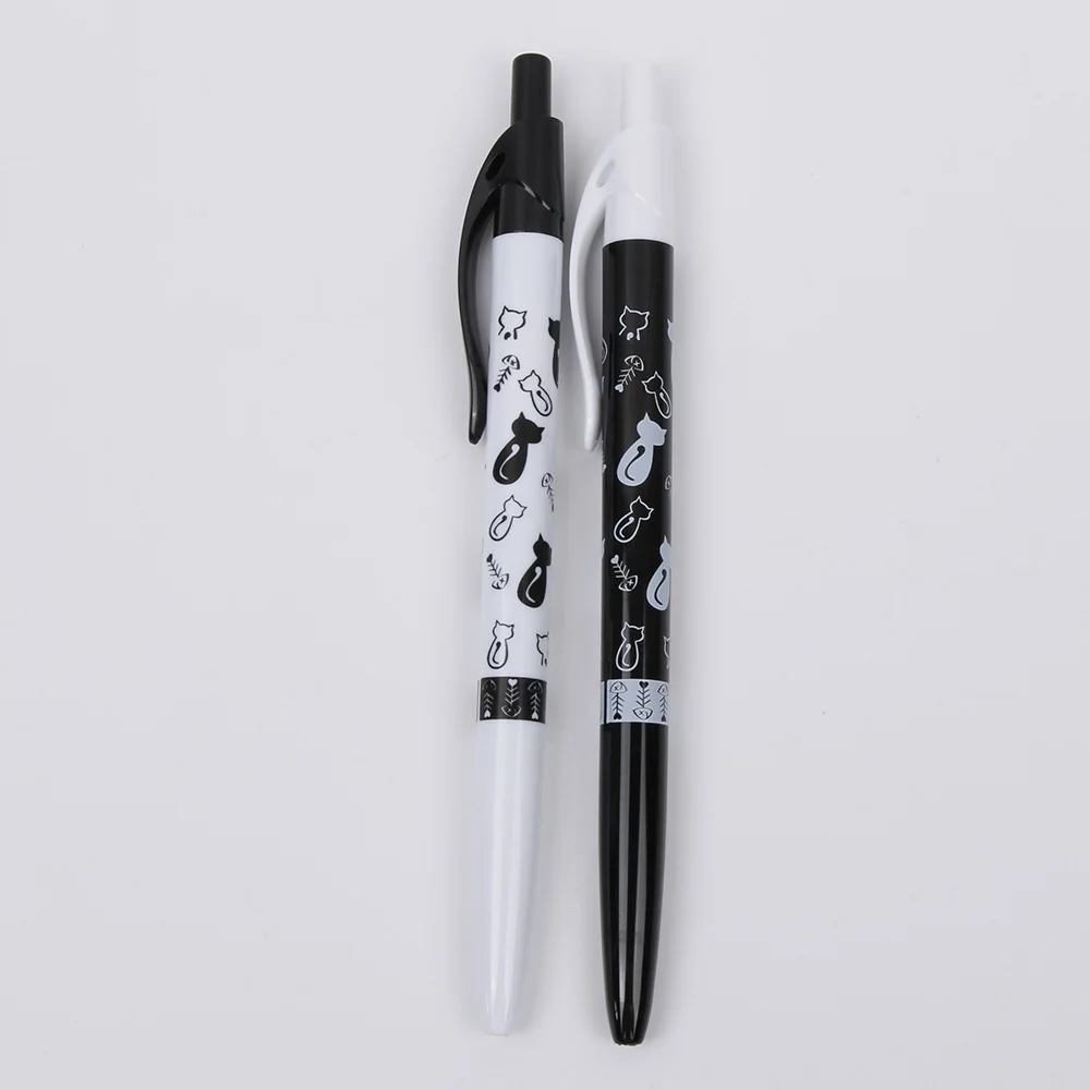 2 шт./лот Милый Черный Белый Кот Шариковая ручка Kawaii 0,5 мм синий канцелярские для детей офисные школьные принадлежности