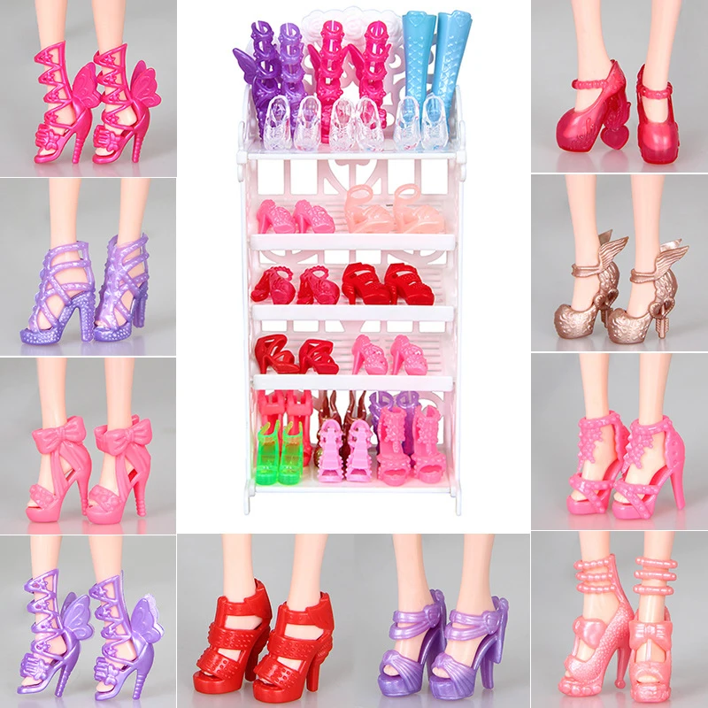 Fix Кукла Барби 20-40 шт аксессуары для обуви на высоком каблуке собираемая игрушка Барби одевается красочная обувь Brinquedo для детского дня рождения