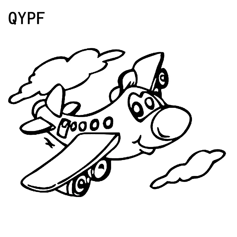 

QYPF 18.7cm*12.4cm Neat Incline Light Cartoon Fun Aircraft Vivid Pattern Vinyl Car Sticker Decal Delicate Style C18-0743