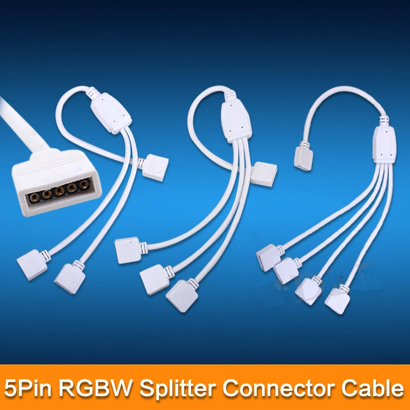 5 pin RGBW Connector 1 TO 2 3 4 Splitter female extension wire cable For