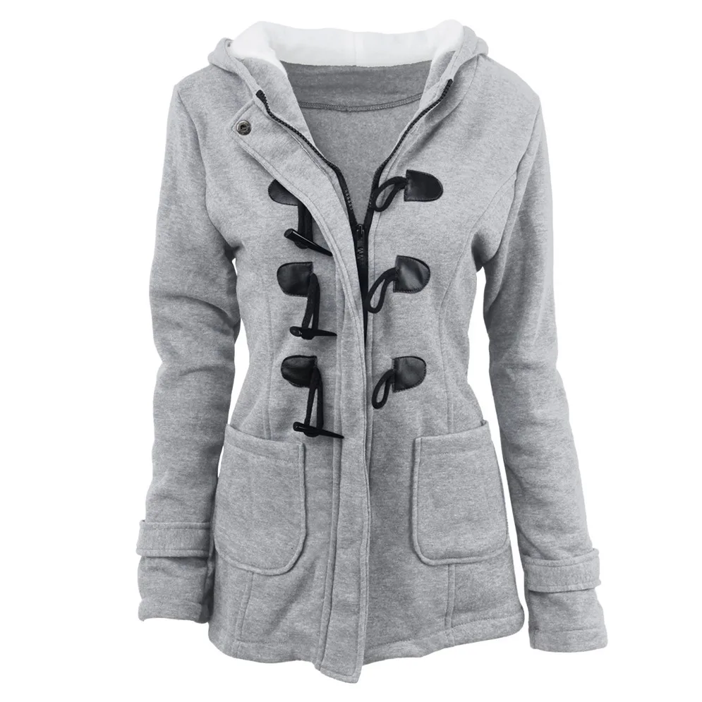 Plus Size S~6XL Women Hooded Coat 2018 Causal Women's Overcoat Female Coat Zipper Horn Button Outwear Jacket Casaco Feminino (5)