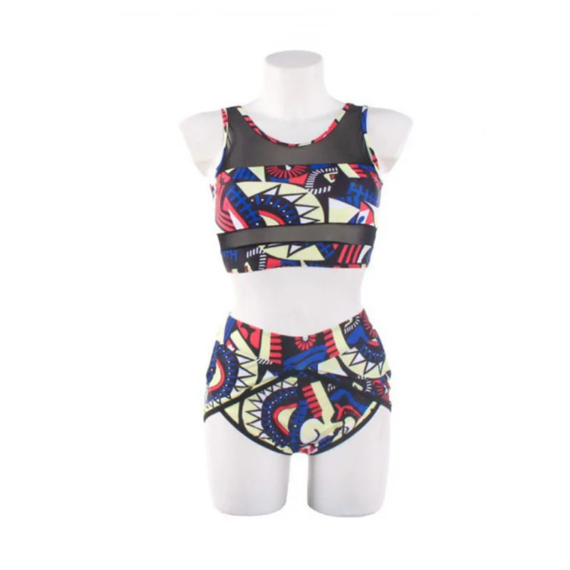 

Bikinis Set 2019 plus fat large size printed bikini mesh swimsuit swimwear women high waist bikini push up plus size swimwear