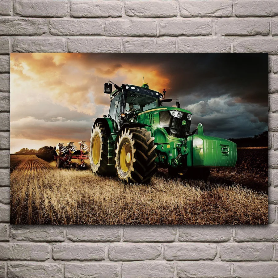 

machine tractor farm industrial farming construction harvest KA319 room home wall modern art decor wood frame poster