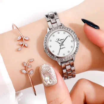 

LVPAI Luxury Brand ladies Quartz Watches Women Diamond Gold Watch Stainless Steel Analog Fashion Watch For Gift Clock A5