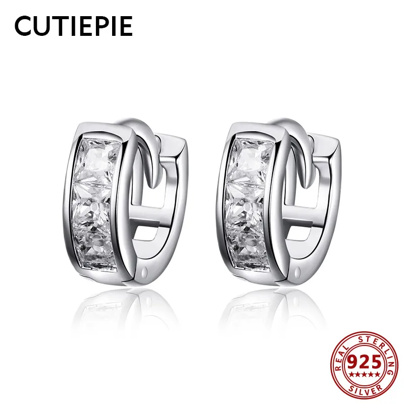 

CUTIEPIE 100% Real 925 Sterling Silver Shining CZ Classic Round Shape Stud Earrings Wedding Engagement Silver Jewelry for Women