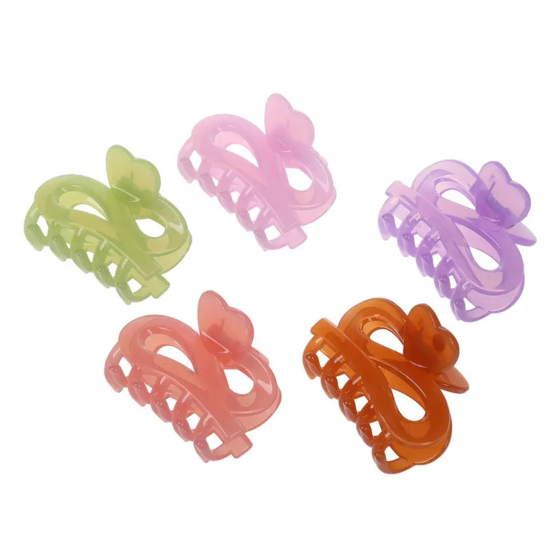 5pcs Women Assorted Color Plastic Spring Loaded Luminous Hair Claw Pin