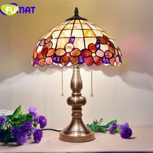 Фумат 14 дюймов пион оболочки настольные лампы Европейский спальня прикроватная Настольная лампа для гостиной кабинет Арт Деко настольная лампа