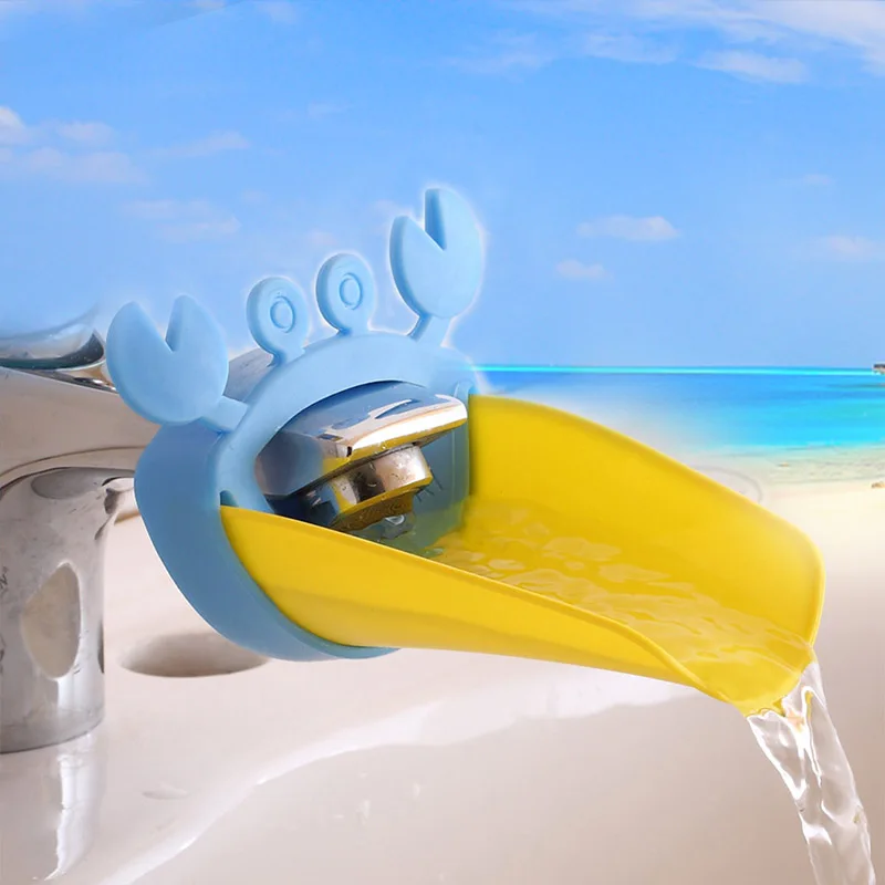 

Cute Kids Hand Washing Extender Baby Silicone Faucet Extender Tubs Rubber Bathroom Sink Crab Design Water Reach Faucet Sink Toys