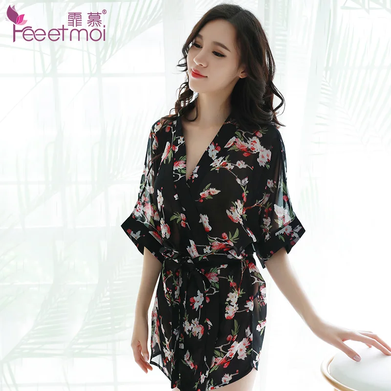 Feeetmoi Кимоно Babydoll сексуальное женское нижнее Белье для сна шифоновое белье с