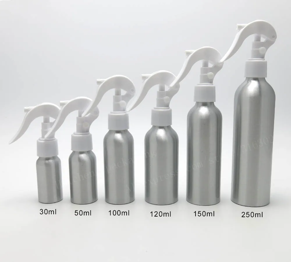 

24 x 30ml 50ml 100ml 120ml 150m 250ml aluminium Aluminum Bottles with Trigger Sprayers1OZ 5OZ Aluminium Containers