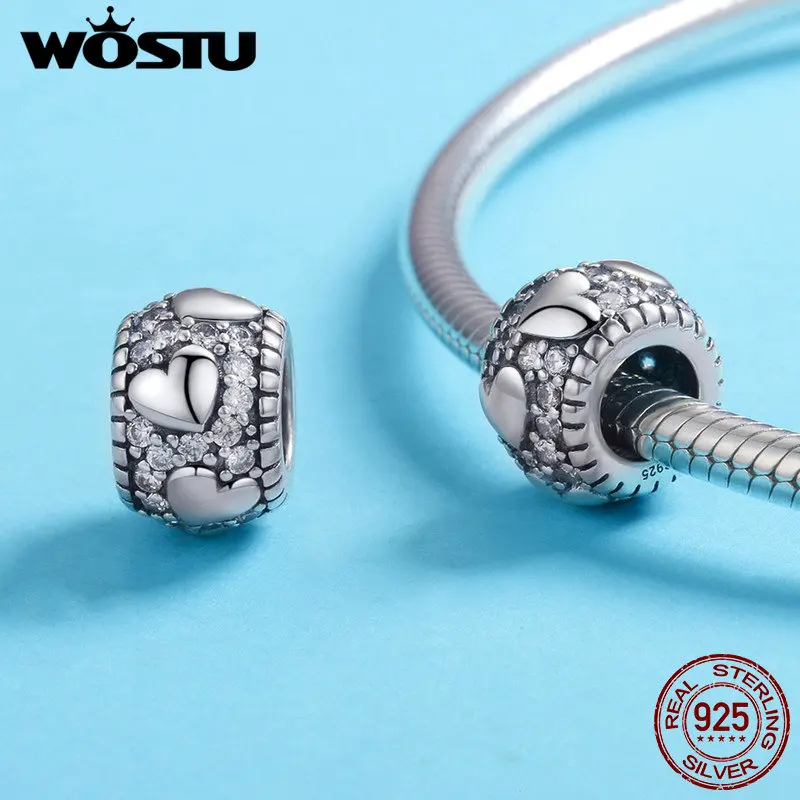 WOSTU 2019 Новое поступление кулон с ярким сердцем из серебра сделай сам браслет