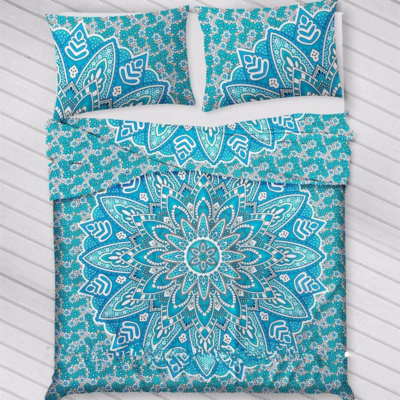 Bohemian Bed Cover set 3d boho Mandala printing bed sheet With Pillow