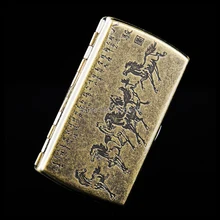 Медный двойной металлический двухсторонний восемь лошадей персонализированный автоматический курительный инструмент сигарета коробка