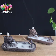 Китайский дракон курильница креативный Декор для дома своими руками керамическая курильница для благовоний горелка подставка для ароматических палочек+ 20 шт пирамидки благовоний