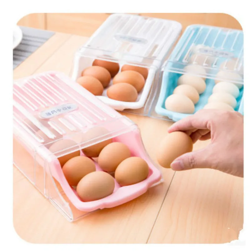 البيض تخزين مربع حاوية الطعام الثلاجة درج نوع علبة البيض إمالة سهلة لالتقاط الفضاء في تخزين المطبخ مربع