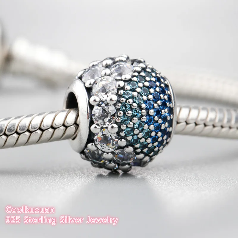 Calvas Signature Heart Charm Shine Clear CZ DIY Fits for Original Charms Bracelets 925 Sterling Silver Jewelry