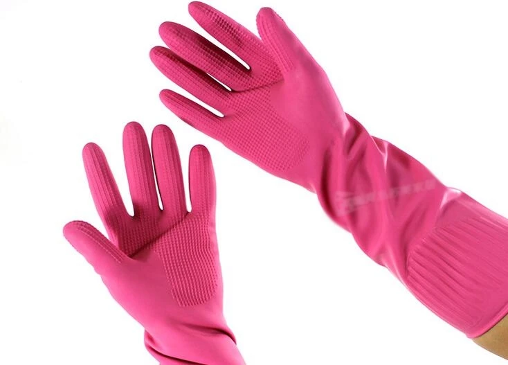 natural latex household gloves garden gloves long rubber gloves lengthen thicken smooth lining