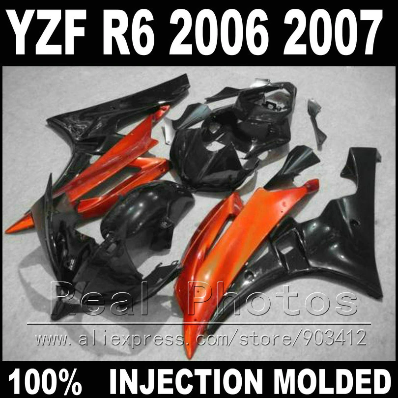 Горячие продажи тело комплект для Yamaha R6 обтекателя 2006 2007 литья под давлением черный marroon 2006 2007 YZF R6 обтекатели