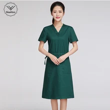 Халат медицинская Больничная одежда обертывание костюм медика пальто медсестры халат перекрытие боковой галстук хлопок хирургическая форма униформа медсестры