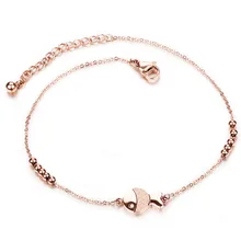 Stainless Steel Anklets Rose Gold Fish Pendant Design Beads Women Vintage New Fashion Jewelry Bracelets Cute