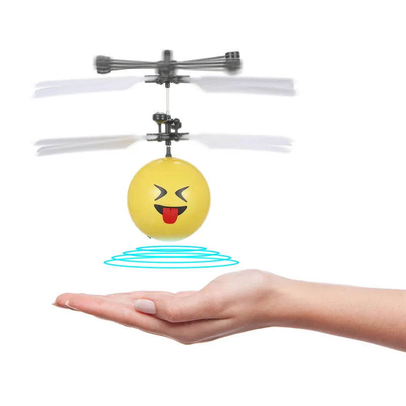 Малыш emoji вертолет, летающий мяч Игрушечные лошадки Drone вертолет мяч Светодиодное освещение мигающий Инфракрасный индукции самолет