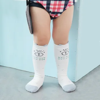 

Funny Happy Baby Knee Socks Pure Cotton Material With Cute Cartoon Cat Unisex Long Socks For Baby Girls And Boys Age 0-1y