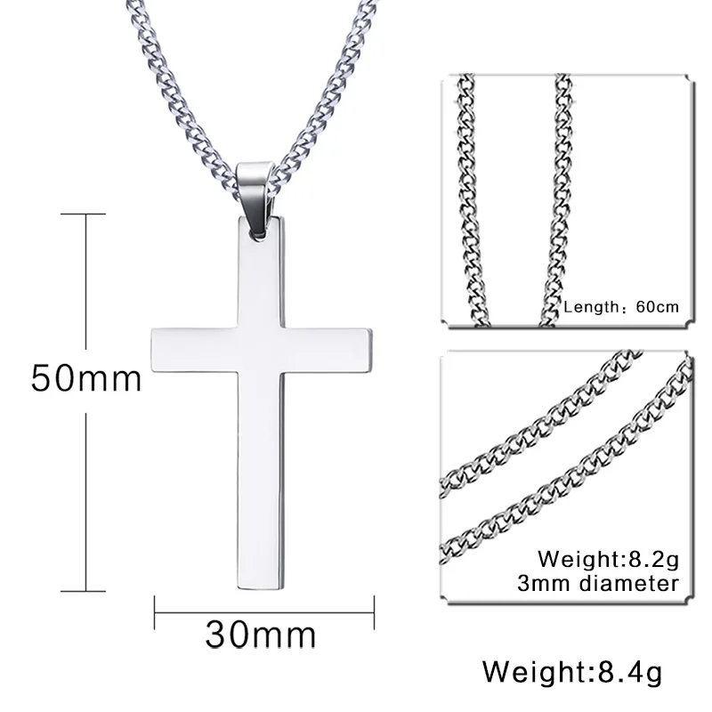 Meaeguet, классические ожерелья с крестом для мужчин, подвеска из нержавеющей стали, черный Круз, ожерелья, человеческие страсти и надеемся, символ 2", цепочка - Окраска металла: PN572S