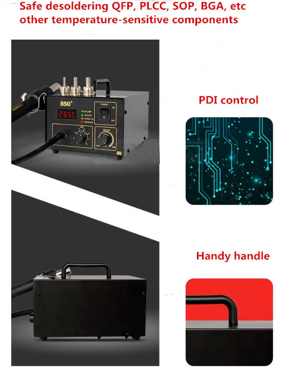 850A регулируемый термостат 850+ цифровой дисплей материнская плата мобильного телефона Ремонт BGA Воздушный насос фена станция для распайки