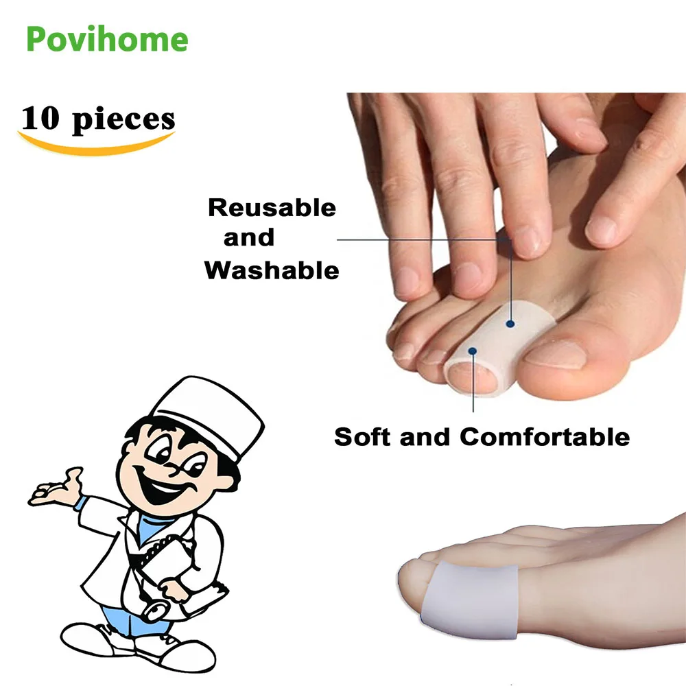 Povihome 10Pcs Toe Caps Soft Gel Foot Toe Finger Protectors Prevent
