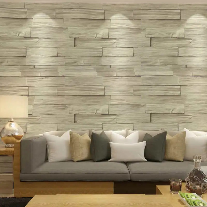 Китайский Стиль имитация дерева кирпичные стены винил Бумага 3D ПВХ тиснением Кухня Гостиная Домашний Декор моющиеся покрытия стен Бумага