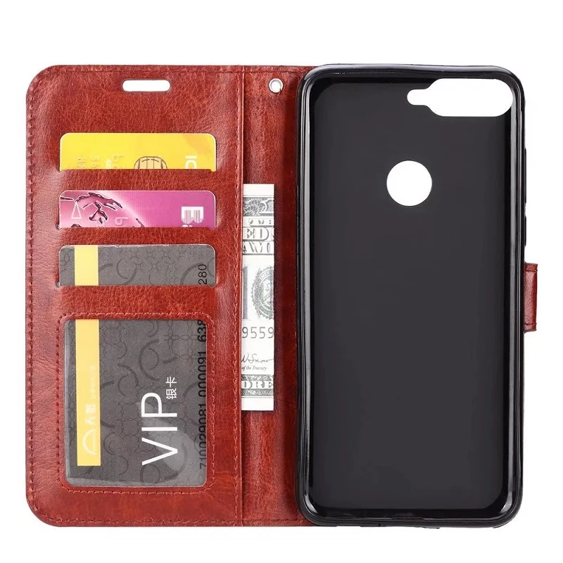 New For Huawei Y6 2018 PU Leather Case For Huawei Y6 2018 Case Filp Wallet Cover Silicone Fundas Card Slot Stand Phone Cases (10)