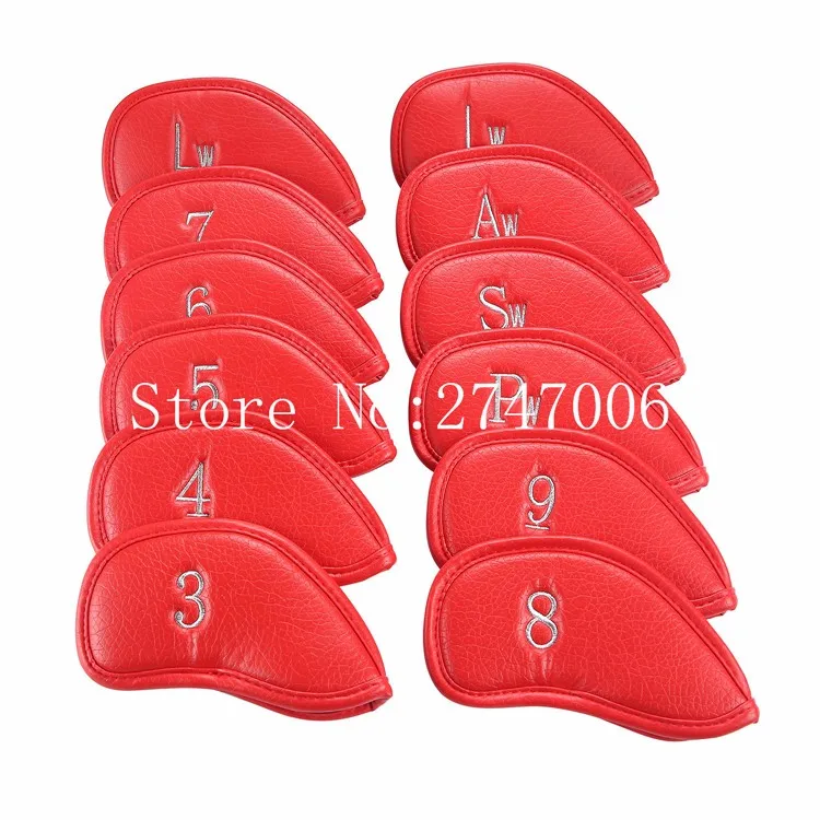 Red 12X Golf Club Iron Headcovers Set Universal for Most Irons and Wedges