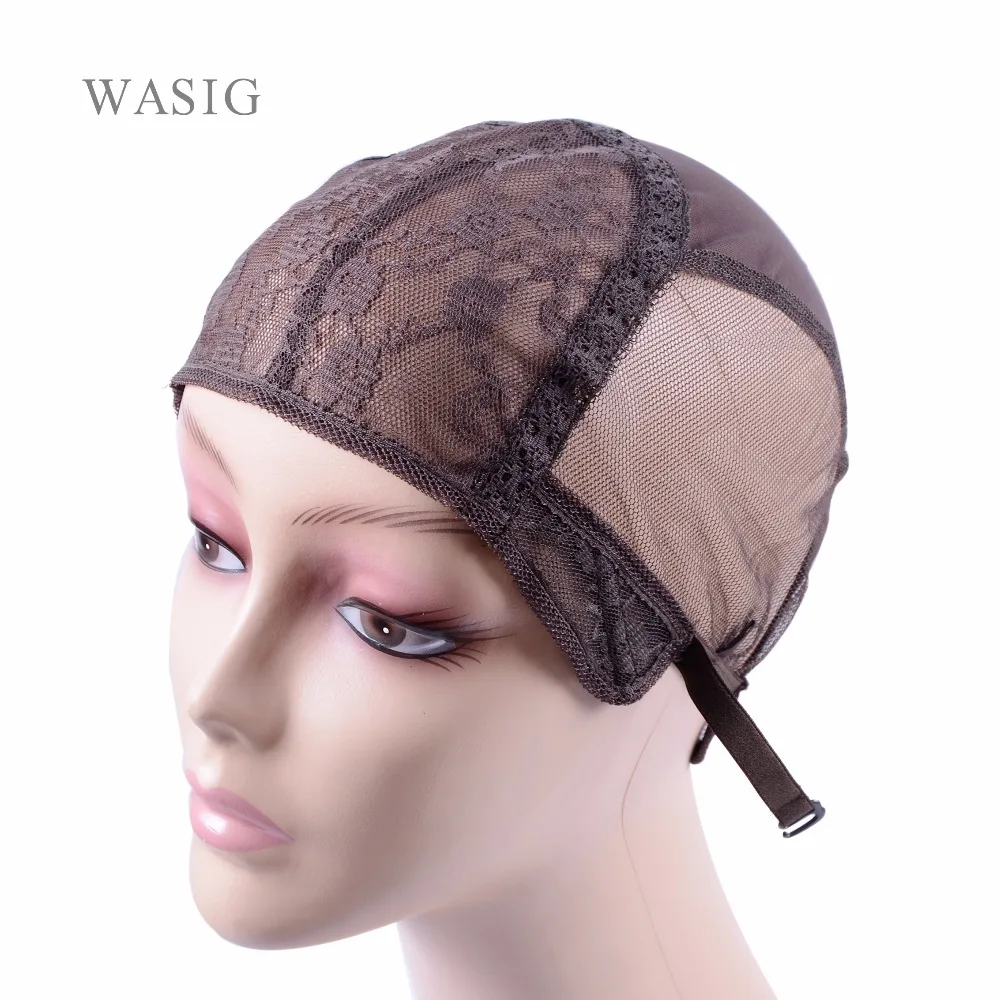 Темно-коричневые шапки для париков S/M/L/XL, 1 шт./лот, без клея, шапки для париков, регулируемый ремешок на спине, сетка для волос