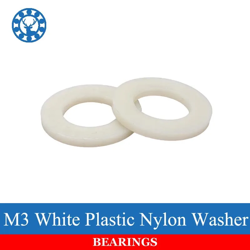 100Pcs DIN125 ISO7089 M3 White Plastic Nylon Washer Plated Flat Spacer