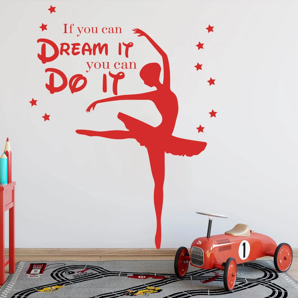 If You Can Dream It You Can Do It Quote Dance Wall Decal Kids Room Girl Room Ballet Yoga Inspirational Quote Wall Sticker Vinyl (4)