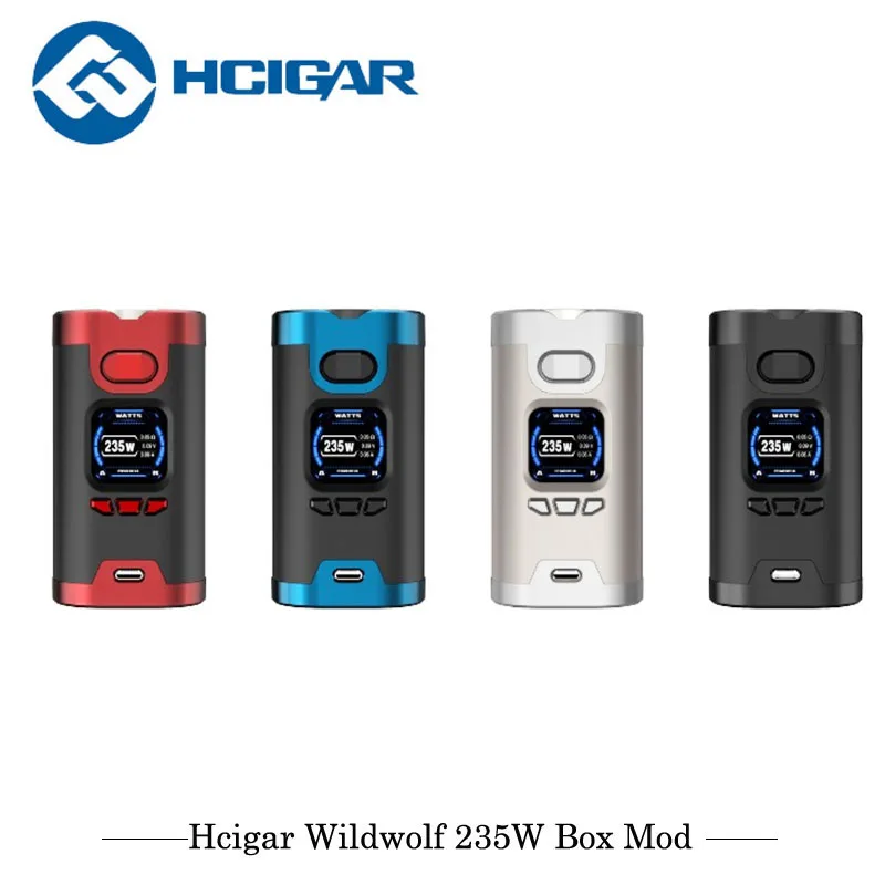 

electronic cigarettes Mod Hcigar Wildwolf 235W Box Mod TC Powered By Dual 18650 Battery Towis XT235 Chip Set Vaporizer E Cigs