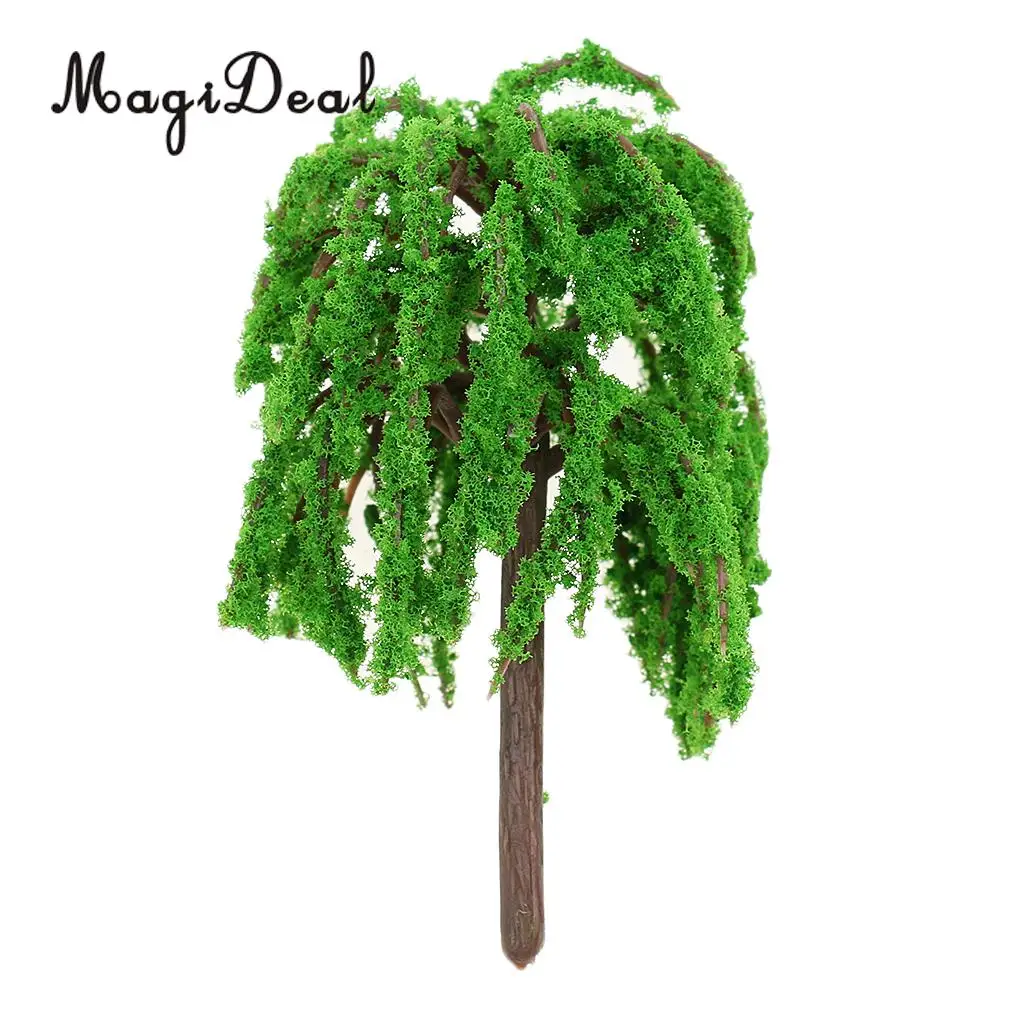 MagiDeal 10Pcs 1:150 Plastic Willow Trees Model Street Train Railway Garden Scenery Scene Building Model Layout Landscape