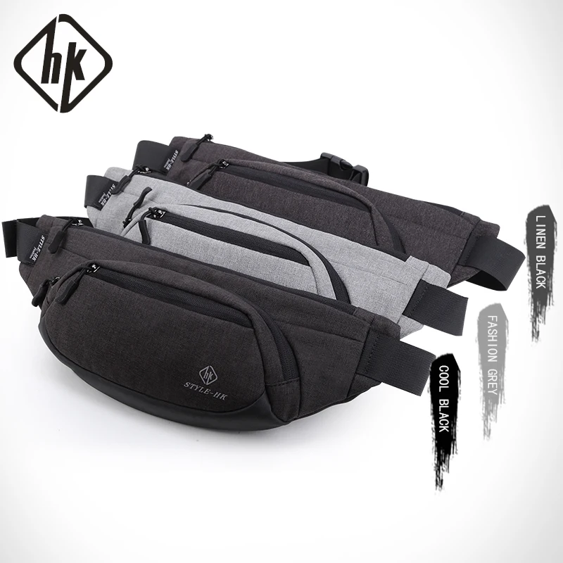 Pаспродажа Hk Fanny Pack Мужские Черные Водонепроницаемые поясные сумки для мужчин Модный чехол для сигаретного Телефона Ремень для денег для путешествий з...