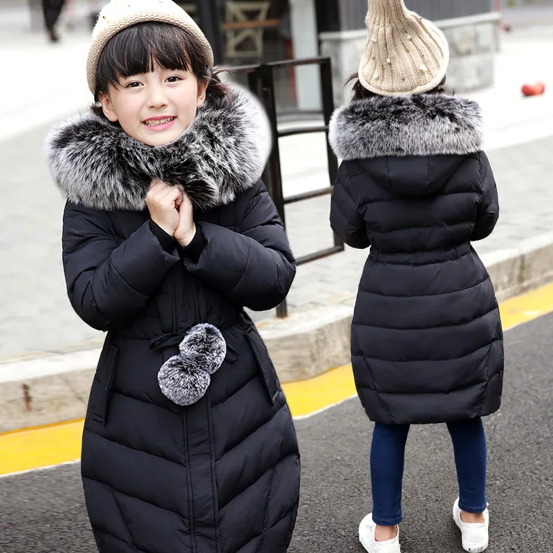 

2017 Fashion Girl's winter jackets/coats cotton Russia baby Coats thick Warm jacket Children long Outerwears jackets