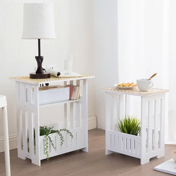 

Wood plastic plate square rack living room double layer floor type coffee table sofa table wx10171454