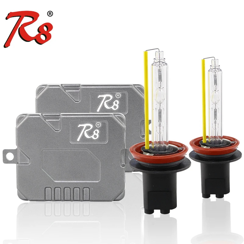 

R8 Fast Quick Start Slim 55W Ballast HID Xenon Light Kits 880 H1 H3 H7 H11 H8 9005 9006 9012 D2H H4 H13 High Lumen Lamps 5500K